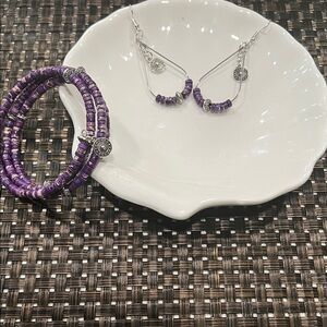 Hand Crafted Purple and Silver Bracelet Set